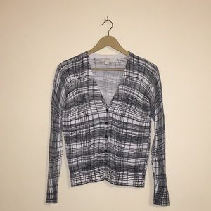 Ann Taylor Loft Black and White Striped Cardigan
